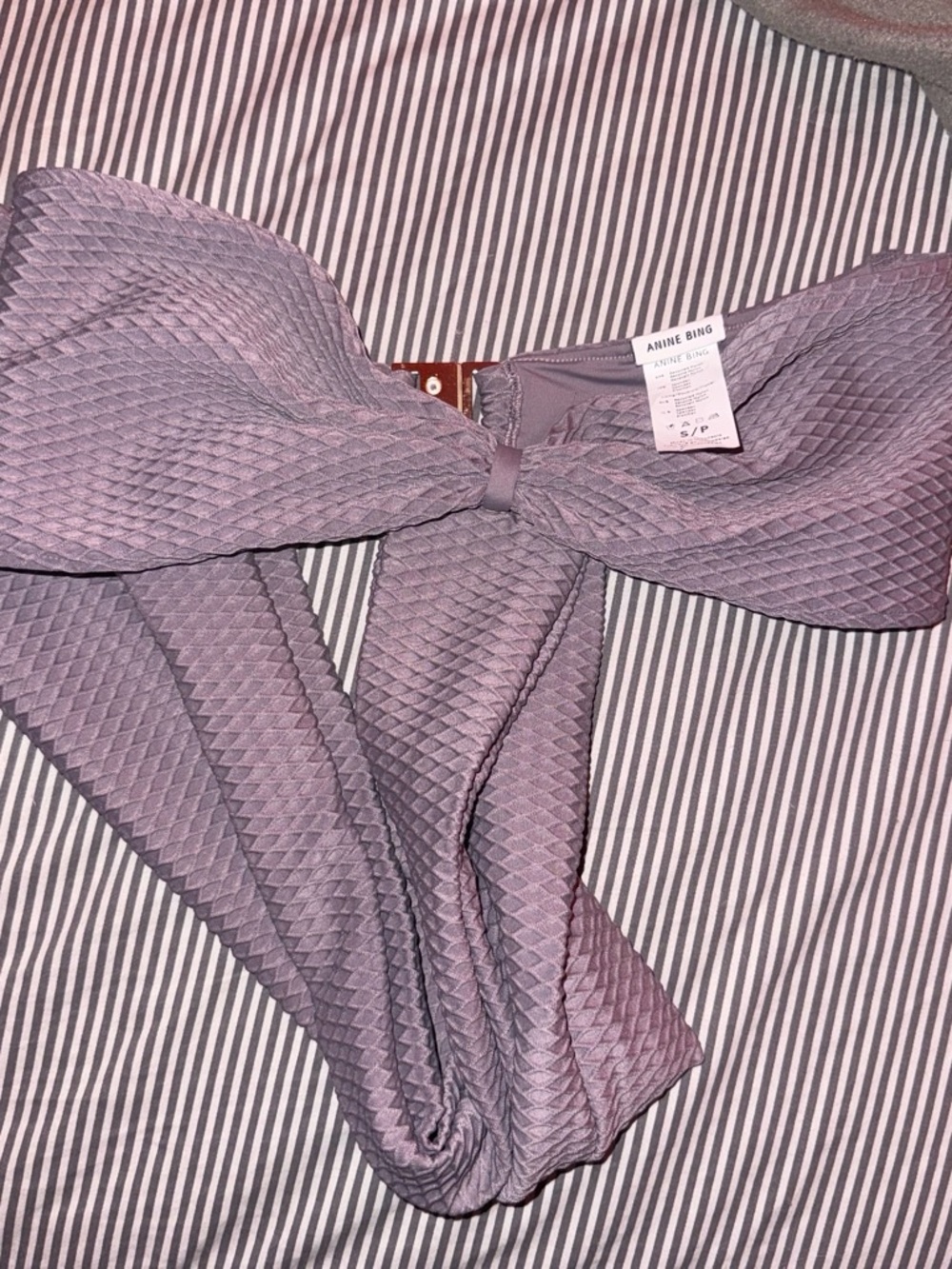 Anine Bing Lilac Textured Bandeau swim top
